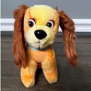 Vintage Lady and the Tramp Plush Dog Yellow Orange Disney Stuffed Animal